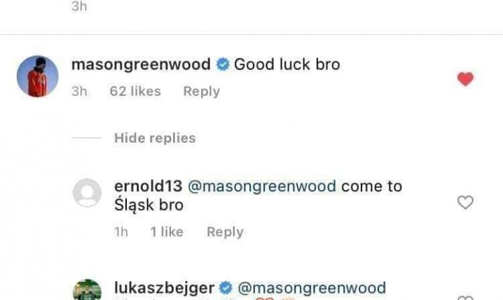 Mason Greenwood życzy powodzenia Polakowi po transferze do Ekstraklasy! :D